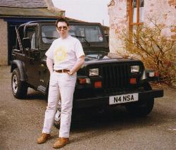 Me and my Wrangler (beside the ruined church at our
house in Scotland