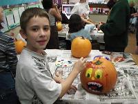 Colin painting a pumpkin, Halloween 98